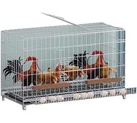 Large Chicken Coop Villa Poultry Habitat Supplies, Chicken House Big,Home Foldable Poultry Cage,Hen House W/Tray, Trough, Mobile Pulley, Chicken Coop for 4-6 Chickens for Rabbit Bunny Cage ()