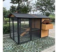 Large Chicken Coop, Wooden Hen House, Outdoor Bunny Rabbit Hutch with Ventilation Door, Removable Tray and Ramp Chicken Coop