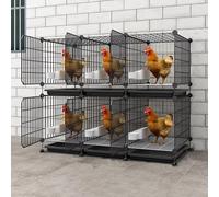 Large Chicken Coops 8-10 Chickens with Feces Tray for Easy Cleaning, Chicken Runs for Yard with Cover Predator Proof, Suitable for Duck and Rabbits(Black,105 * 45 * 90cm)