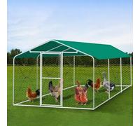 Large Chicken Coops, Chicken Run Pen Walk-in Poultry Cage Heavy Duty Galvanized Steel Cage Waterproof Cover for Outdoor Farm Use(2x3x2m)