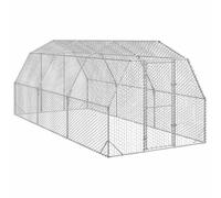 Large Chicken Run 2.5x6x2.25m Galvanised Steel, Outdoor Walk-in Poultry Enclosure for Hens Ducks Geese, Secure Animal Habitat with Lockable Door