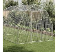 Large Chicken Run with Lockable Door, Hexagonal Mesh Chicken Coop 2.5x4x2.25 m, Galvanised Steel Run Outdoor