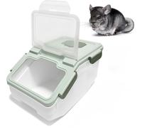 Large Chinchilla Sand Bath Box - Plastic Dust Bath House with Lid, Sand Cup & Scoop, Easy-Clean Bathroom for Chinchillas, Hamsters, Guinea Pigs, Hedgehogs, Squirrels & Small Pets(Green)