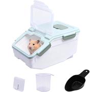 Large Chinchilla Sand Bath Container Kit with Sand Cup & Shovel Plastic Dust Bath Pet Shower Room for Hamster Hedgehog Guinea Pig Squirrel Small Animals(Green)