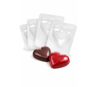 Large Chocolate Moulds Heart Shape Set of 4 - Reusable Flexible Plastic Love Heart Baking & Dessert Moulds for Homemade Chocolates Jelly Candy Making Gifts