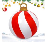Large Christmas Balls - 24 Inches Inflatable Ornaments Decorations, Festive Red White Holiday Props, Durable Outdoor Indoor Display | Winter Party Garden Porch Yard Festival Seasonal Decor