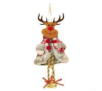 Large Christmas Bells Ornaments Rustic Snowman Elk Bear Wall Hanging Decor Iron Cloth for jute Rope 24cm(Deer)