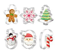 Large Christmas Biscuit and Cookie Cutters, 6-Piece Stainless Steel Set
