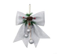 Large Christmas Bow Decorations for Tree and Home with Pearl Cotton Material, Featuring Easy Hanging and Reusable Design for Festive Use (Silver)