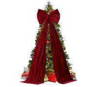 Large Christmas Bow Tree Topper - 20 x 71 Inch Giant Christmas Tree Bow Ornament | Decorative Giant Burgundy Bows with Long Ribbon | Festive Wall Backdrop Decor for Home (Wine Red)