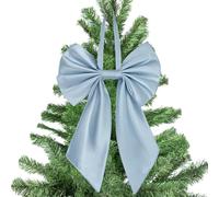 Large Christmas Bow Tree Topper Retro Velvet Bow Christmas Tree Top Decoration Hanging Ribbon Bowknot for Birthday Party & Wedding Party Backdrop Decor (Dark Blue-Not Velvet, 55cm*30cm)