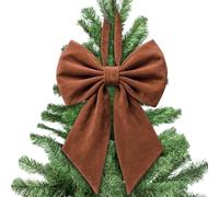 Large Christmas Bow Tree Topper Retro Velvet Bow Christmas Tree Top Decoration Hanging Ribbon Bowknot for Birthday Party & Wedding Party Backdrop Decor (Brown, 55cm*30cm)