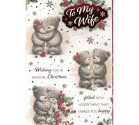"Large Christmas Card for Wife from Husband - Luxury 8 Page Insert - Romantic Cute Bear Design - Special Xmas Greeting Card with Verse - Magical Christmas Wishes"