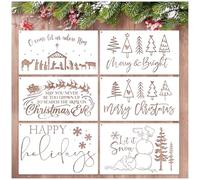 Large Christmas Doormat Stencils Reusable Happy Holidays Let It Snow Stencil Templates Drawing Merry Christmas Stencils for Painting on Wood Signs Door Mats Window Glass Home Decor(large6)