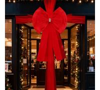 Large Christmas Front Door Bow,Cabinet Velvet Bows for Kitchen Christmas Decorations,Giant Festive Indoor Outdoor Decor for Mantel Restaurant Porch Cabinet Wall Fence Dining Room