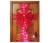 Large Christmas Front Door Bow Double Layered Full Wrap with White LED Light Traditional Wedding Party Baby Shower Xmas Gifts Home Outdoor Decorations (Red)