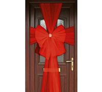 Large Christmas Front Door Bow & Ribbon Kit Double Layered Full Wrap Wreath Decoration Traditional Wedding Party Baby Shower Xmas Gifts (Red One)