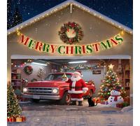 Large Christmas Garage Door Cover Hanging Backdrop Buddy Christmas Garage Door Banner Holiday Party Home Wall for Home Murals Outdoor/Indoor Polyester,Garage Santa Claus,13 * 6FT