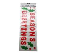 Large Christmas Gel Window Stickers - Set of Holiday Designs (Seasons Greetings, Let It Snow, Merry Christmas) for Windows and Glass Doors - Easy to Apply & Remove