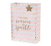 Large Christmas Gift Bag Glitter Blush Stripes