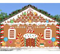 Large Christmas Gingerbread House Garage Door Covers Backdrop Christmas Gingerbread Man Outdoor Garage Door Banner Winter Xmas Holiday Party Activity Supplies Cookie Hanging Backdrop Xmas Gift 16x11Ft