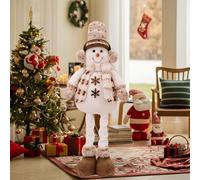 Large Christmas Gnome Handmade Adjustable Standing Reindeer Stuffed Toy Extendable Spring Legs Winter Home Decoration Desktop Ornament (B, 39x19cm)
