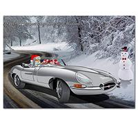 Large Christmas Husband Classic E-Type Jag Car Card - Big thick XL size - Special Happy Merry Xmas - Luxury Greetings Traditional Good Wishes - Very Unusual Creative - A4 - Eco-Friendly - Made in UK