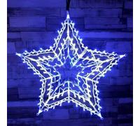 Large Christmas LED Star Silhouette Animated Outdoor Xmas Decoration Lights - 100 LED, Plug-in, Main Powered, Window/Indoor/Outdoor Decor, Wall Hanging, Gift - 50cm (Blue)