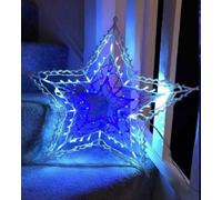 Large Christmas LED Star Silhouette Animated Outdoor Xmas Decoration Lights - 100 LED, Plug-in, Main Powered, Window/Indoor/Outdoor Decor, Wall Hanging, Gift - 50cm (Blue & White)