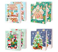 Large Christmas Paper Bag Bundle, 8 Pack Multicolor Xmas Paper Gift Bags for Holidays Presents Party Favors (Multi)