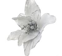 Large Christmas Poinsettia 33cm Artificial Poinsettia Glitter Flower Picks Spray Hanging Xmas Decoration for Christmas Tree Decoration Wreath Garland(White)