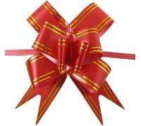 Large Christmas Red Gold stripe Pull Bows Decorate Tree, Presents (Single)