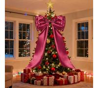 Large Christmas Satin Bow 240cm, Giant Red Christmas Tree Topper Bow With Oversized Long Streamers, Elegant Home Bows Decoration For Door Wall Window Garden Party Wedding