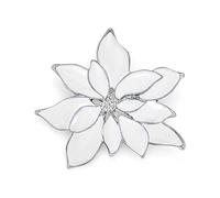 Large Christmas Statement White Red Enamel Flower Poinsettia Brooch Pin