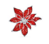 Large Christmas Statement White Red Enamel Flower Poinsettia Brooch Pin