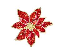 Large Christmas Statement White Red Enamel Flower Poinsettia Brooch Pin