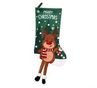 Large Christmas Stocking for Hanging Fireplace with Santa Decoration, Fabric Stocking Spacious Enough for Holiday Toys and Treats (Deer)