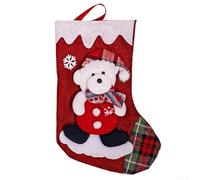 Large Christmas Stocking with Santa Design for Hanging by Fireplace, Offering Ample Space for Toys and Treats, Made of Fabric (D)