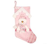 Large Christmas Stocking with Santa Design for Hanging Fireplace Decoration and Festive Holiday For Filling, Fabric Material for Seasonal Use (E-W85)