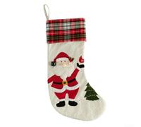 Large Christmas Stocking with Snowflake and Reindeer Pattern for Seasonal Decor Polyester Material Suitable for Holding Holiday Treats and Surprises (ML-H545AThe Elderly)