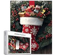 Large Christmas Stockings 1000 Piece Jigsaw Puzzles for Adults Winter Atmosphere Art Jigsaw Challenging Family Activity Games Colorful DIY Craft Puzzle for Home Decor Gifts 20×27 Inches