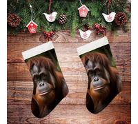Large Christmas Stockings - Orangutan Taking Photo Personalized Xmas Stockings, Rustic Plush Xmas Hanging Stocking Decorations for Family Holiday Christmas Party Decorations 16.5 Inch