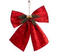 Large Christmas Tree Bow Decoration 35x30cm Velvet(Large-Red) | Extra large 35x30cm size, for premium velvet fabric, shape retention, for ideal for big trees
