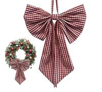 Large Christmas Tree Bow Rustic Burlap Decor, Outdoor Waterproof Bow for Wreath, Door, Wall, Garden, Window, Wedding & Party Decoration