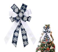 Large Christmas Tree Bows 27x 53cm Xmas Tree Topper Bow Decorations Blue and White Ribbon Bow with Snowflake Glitter for Christmas Xmas Front Door Window Cabint Home Party Ornaments