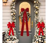 Large Christmas Tree Top Bow in Satin Fabric with Built-in Shaping Wire - Festive Holiday Ornament for Trees, Wreaths & Garlands - Red or Green (1(1)