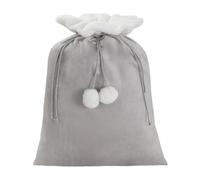 Large Christmas Velvet Santa Sack Drawstring Gift Bag 48x68cm | Premium velvet fabric, soft touch, DIY design space for custom art, ideal for holiday gift wrapping Grey