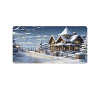 Large Christmas Winter Happy Scene Mouse Pad Waterproof Keyboard Mat Rubber Desk Pad Protector Computer Game Mouse Mat Multifunctional Non-Slip Mousepad for Work Game Office 23.6" X 11.8"