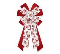 Large Christmas Wreath Bows, Christmas Red Snowflakes Velvet Burlap Linen Bows for Wreath, Large Tree Topper Ribbon Bows for New Year Home Indoor Outdoor Xmas Party Decoration Wreath Ornament Supplies