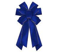 Large Christmas Wreath Bows, Royalblue Prussian Blue Gold Velvet Ribbon Bows for Wreath, Large Tree Topper Burlap Bows for Christmas Home Indoor Outdoor Xmas Party Decoration Wreath Ornament Supplies